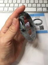 Load image into Gallery viewer, 57.2mm certified 100% natural Type A dark green black purple white Blooming Ink(水墨花开) jadeite jade bangle PB293-0507