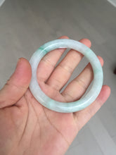 Load image into Gallery viewer, 55mm Certified type A 100% Natural sunny green/white round cut Jadeite bangle BN76