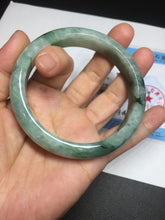 Load image into Gallery viewer, Shopify only 59mm Certified Type A 100% Natural dark green flying flowers Jadeite Jade bangle BF126-8561