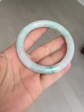 Load image into Gallery viewer, 55mm Certified type A 100% Natural sunny green/white round cut Jadeite bangle BN76