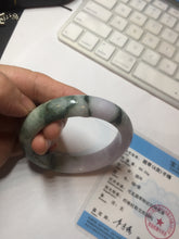Load image into Gallery viewer, 54.8mm certified 100% natural Type A light purple dark green jadeite jade bangle E141-3921