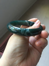Load image into Gallery viewer, 57.5mm Certified Type A 100% Natural dark green/blue/gray/black Guatemala Jadeite bangle PJ145-1476