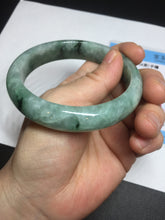 Load image into Gallery viewer, Shopify only 59mm Certified Type A 100% Natural dark green flying flowers Jadeite Jade bangle BF126-8561