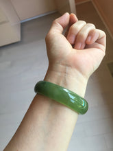 Load image into Gallery viewer, 54mm 100% Natural icy watery blue/black/gray Xiu Jade Serpentine bangle XY126