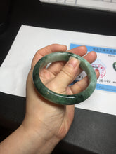 Load image into Gallery viewer, Shopify only 59mm Certified Type A 100% Natural dark green flying flowers Jadeite Jade bangle BF126-8561
