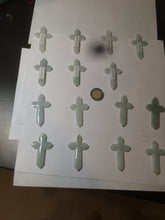 Load image into Gallery viewer, 100% Natural type A light green/white/gray jadeite Jade Hand-held cross or cross pendant AY55