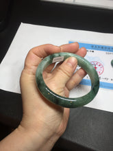 Load image into Gallery viewer, Shopify only 59mm Certified Type A 100% Natural dark green flying flowers Jadeite Jade bangle BF126-8561