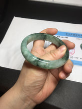 Load image into Gallery viewer, Shopify only 59mm Certified Type A 100% Natural dark green flying flowers Jadeite Jade bangle BF126-8561