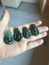 Load image into Gallery viewer, 100% Natural type A dark green/gray/black(油青) Jadeite Jade seashell (福贝) pendant group BP187