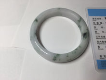 Load image into Gallery viewer, 56.8mm Certified Type A 100% Natural light purple white green with green floating flowers jadeite Jade bangle PB294-7301