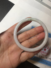 Load image into Gallery viewer, 56.5mm 100% natural Type A light green white round cut jadeite jade bangle BL89-4671