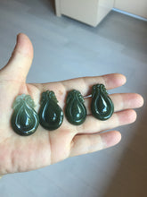 Load image into Gallery viewer, 100% Natural type A dark green/gray/black(油青) Jadeite Jade seashell (福贝) pendant group BP187