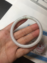 Load image into Gallery viewer, Sold please don't order. Thanks. 56.5mm 100% natural Type A light green white round cut jadeite jade bangle BL89-4671