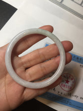 Load image into Gallery viewer, 56.5mm 100% natural Type A light green white round cut jadeite jade bangle BL89-4671