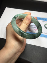 Load image into Gallery viewer, Shopify only 59mm Certified Type A 100% Natural dark green flying flowers Jadeite Jade bangle BF126-8561