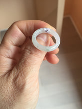 Load image into Gallery viewer, Size 8 100% natural type A icy watery green/white/purple jadeite jade band ring group R113