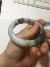 Load image into Gallery viewer, 54.8mm certified 100% natural Type A light purple dark green jadeite jade bangle E141-3921