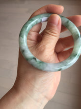 Load image into Gallery viewer, 56mm certified 100% natural Type A light green/white with green floating flowers round cut jadeite jade bangle BS92-6607