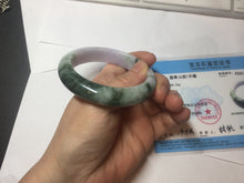 Load image into Gallery viewer, 54.8mm certified 100% natural Type A light purple dark green jadeite jade bangle E141-3921
