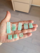 Load image into Gallery viewer, 100% Natural type A sunny green white square or rectangle Jadeite super thin Jade safe and sound pendant group AA45
