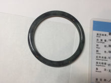 Load image into Gallery viewer, 54.5mm Certified Type A 100% Natural dark green/black/blue with black floating flowers(Wuji) slim round cut Jadeite bangle PD111-6917