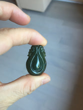 Load image into Gallery viewer, 100% Natural type A dark green/gray/black(油青) Jadeite Jade seashell (福贝) pendant group BP187