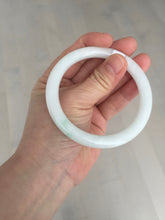 Load image into Gallery viewer, 57.5mm Certified Type A 100% Natural sunny green white round cut Jadeite Jade bangle BF142-4078