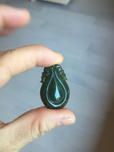 Load image into Gallery viewer, 100% Natural type A dark green/gray/black(油青) Jadeite Jade seashell (福贝) pendant group BP187