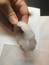 Load image into Gallery viewer, 55.8mm 100% natural white light pink purple carved flowers Quartzite (Shetaicui jade) bangle SY66