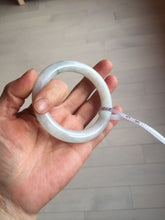 Load image into Gallery viewer, 53.5mm Certified Type A 100% Natural light green white round cut Jadeite bangle PF60-0516