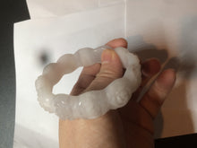 Load image into Gallery viewer, 55.8mm 100% natural white light pink purple carved flowers Quartzite (Shetaicui jade) bangle SY66