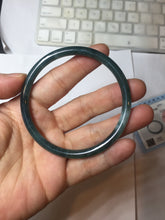 Load image into Gallery viewer, 59mm Certified Type A 100% Natural light black/green/gray Guatemala slim round cut Jadeite bangle PJ75-0694