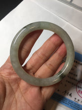 Load image into Gallery viewer, 54.2mm certified 100% natural type A certified light green with floating seaweed round cut jadeite jade bangle BM62-6610