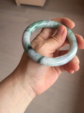 Load image into Gallery viewer, 55.8mm certified 100% natural Type A light green white purple with green floating flowers round cut jadeite jade bangle BS94-6610