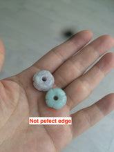 Load image into Gallery viewer, 16mm 100% natural light green/purple carved lotus jadeite jade beads K120