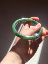 Load image into Gallery viewer, 61.5mm certified 100% Natural dark green black (碧玉) round cut nephrite Jade bangle HT105-1579