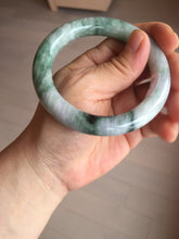 Load image into Gallery viewer, 55.8mm certified 100% natural Type A light green white purple with green floating flowers round cut jadeite jade bangle BS94-6610