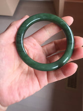 Load image into Gallery viewer, 55mm Certified 100% Natural Deep Pine Green/Black "Serene Ember Forest" Nephrite (red-skin nephrite 红皮碧玉) Bangle HT168-19-6175