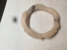 Load image into Gallery viewer, 56mm 100% natural light Pink/black Quartzite (Shetaicui jade) 3D carved Bow knot and wave bangle XY66