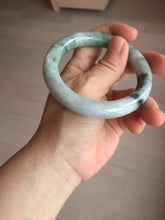 Load image into Gallery viewer, 55.8mm certified 100% natural Type A light green white purple with green floating flowers round cut jadeite jade bangle BS94-6610