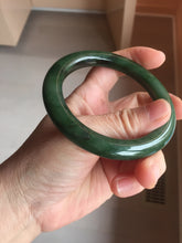 Load image into Gallery viewer, 57.5mm Certified 100% Natural Deep Pine Green/Black "Serene Ember Forest" Nephrite (red-skin nephrite 红皮碧玉) Bangle HT168-18-3922