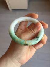 Load image into Gallery viewer, 55.5mm certified 100% natural Type A sunny green purple white carved and golden-painted chubby round cut jadeite jade bangle BH137-4720