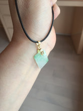 Load image into Gallery viewer, 100% Natural type A sunny green white square or rectangle Jadeite super thin Jade safe and sound pendant group AA45
