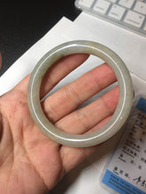 Load image into Gallery viewer, 53.3mm certified 100% natural Type A light green yellow with floating seaweed round cut jadeite jade bangle BM63-6612