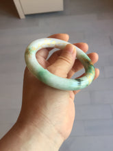 Load image into Gallery viewer, 55.5mm certified 100% natural Type A sunny green purple white carved and golden-painted chubby round cut jadeite jade bangle BH137-4720