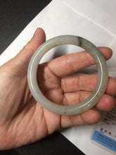 Load image into Gallery viewer, 53.3mm certified 100% natural Type A light green yellow with floating seaweed round cut jadeite jade bangle BM63-6612