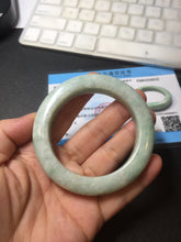 Load image into Gallery viewer, 52.3mm Certified Type A 100% Natural sunny green white chubby Jadeite bangle PE98-6212