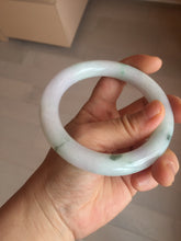 Load image into Gallery viewer, 60mm certified 100% natural light green/white/purple chubby round cut jadeite jade bangle BS40-8569