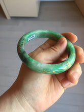 Load image into Gallery viewer, 58mm certified 100% natural Type A sunny green carved and golden-painted jadeite jade bangle BH136-9892