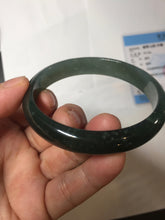 Load image into Gallery viewer, 58.6mm Certified Type A 100% Natural dark green/blue/gray/black with flying snow Guatemala Jadeite bangle BS155-0123